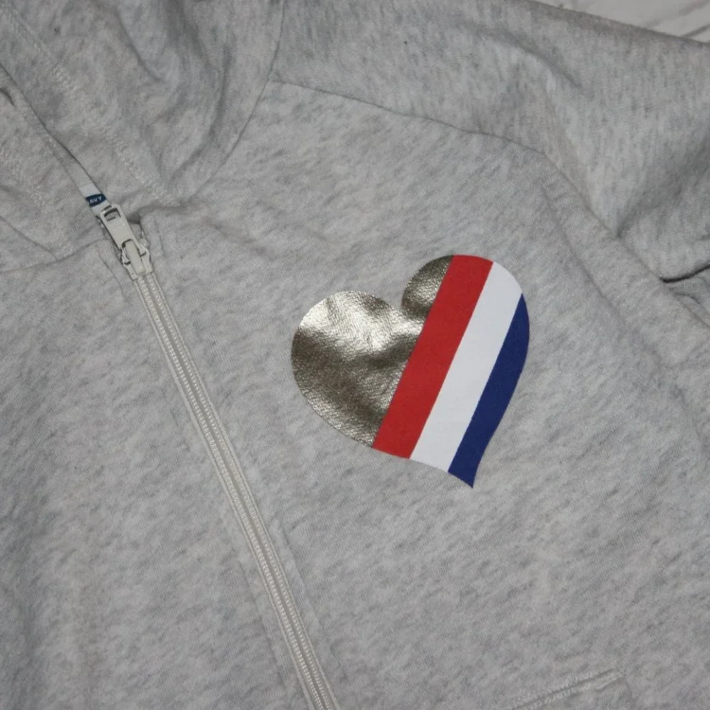 Gray Hoodie with Gold Heart – Girls XL